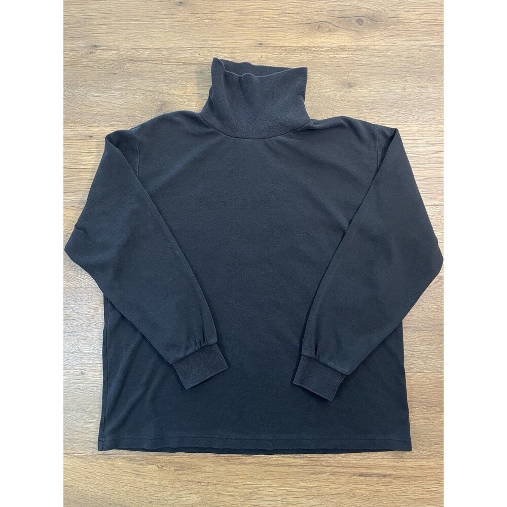 Woolrich Woolen Mills Mens Turtleneck 100% Cotton Long Sleeve Shirt L Black